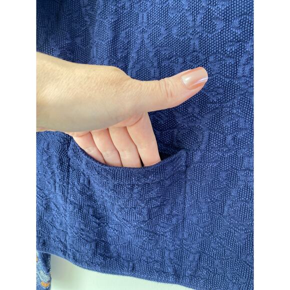 Ivko Embroidered Jacket Cardigan Size 40 L Zip Front Pockets Neckless Pattern - Picture 7 of 11